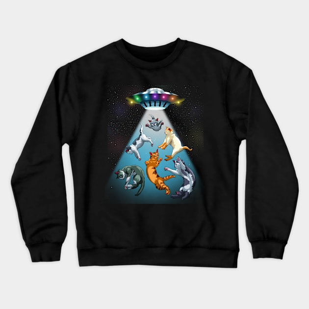 UFO Kitten Cats Funny Outerspace Pun For Cat Lovers Crewneck Sweatshirt by Blink_Imprints10